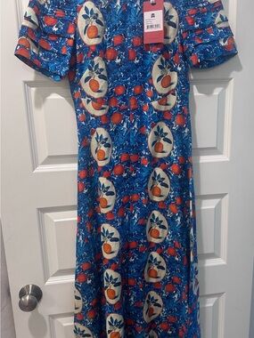 HUNTER BELL Blue and Orange Orange Grove Casey Dress